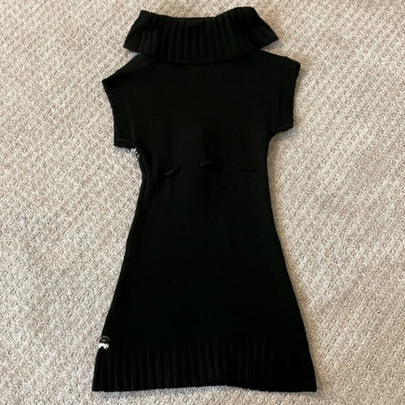 Energie Black Cowl Neck Knit Sweater Dress With Tie - Picture 2 of 6